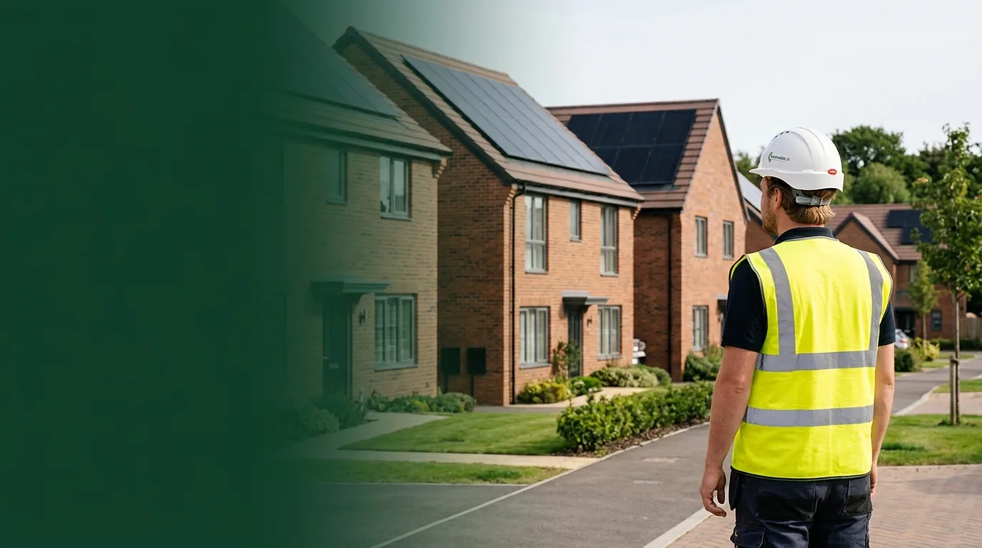 Certified British electrical & solar PV engineer overseeing UK residential solar roof installation